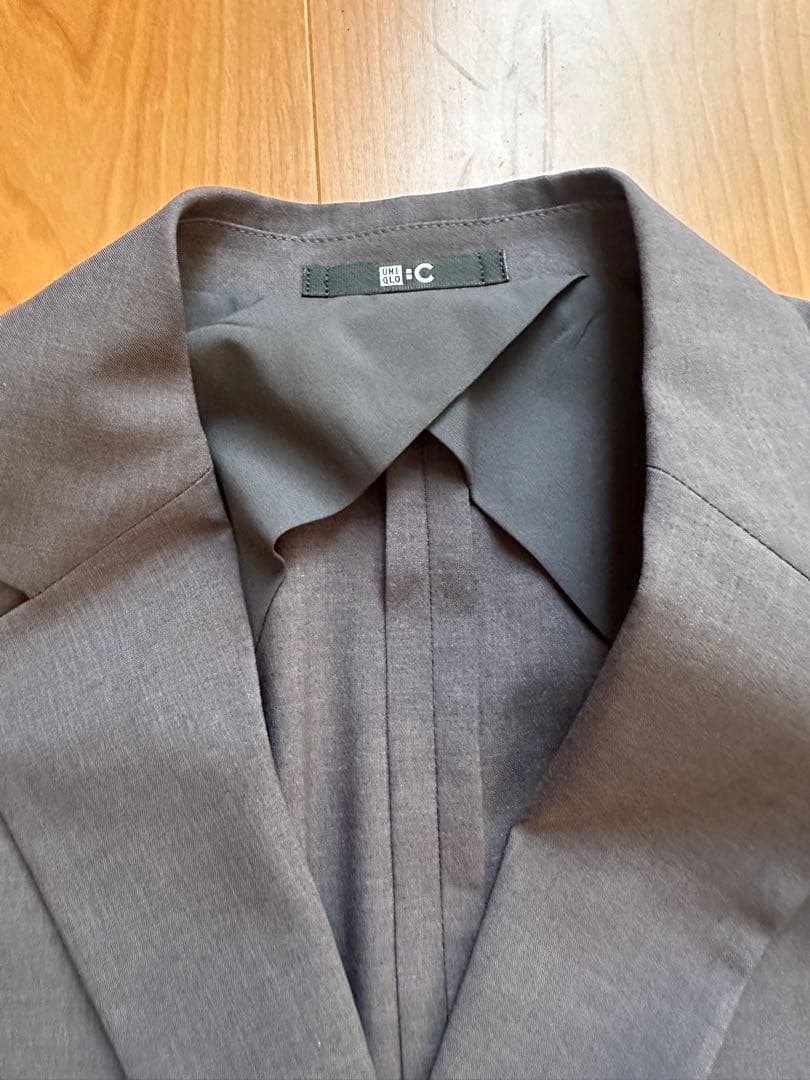 【新品】ユニクロC 感動ダブルジャケットL パンツ　セットアップ　ダークグレー