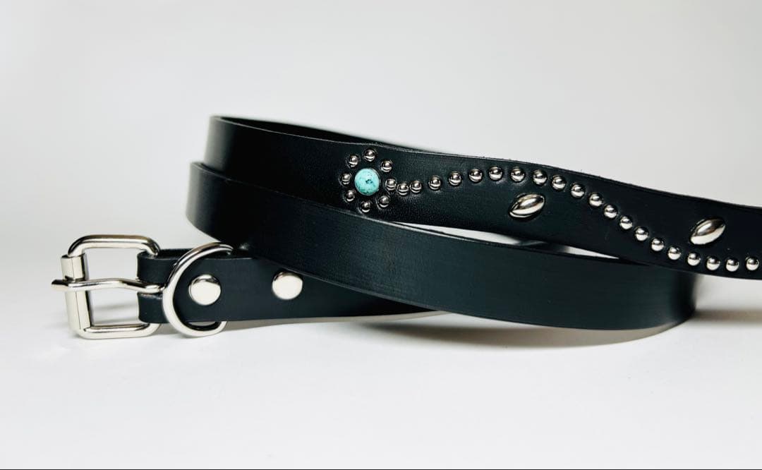 スタッズナローベルト18mm幅グリーンターコイズフラワー htcナロー好き