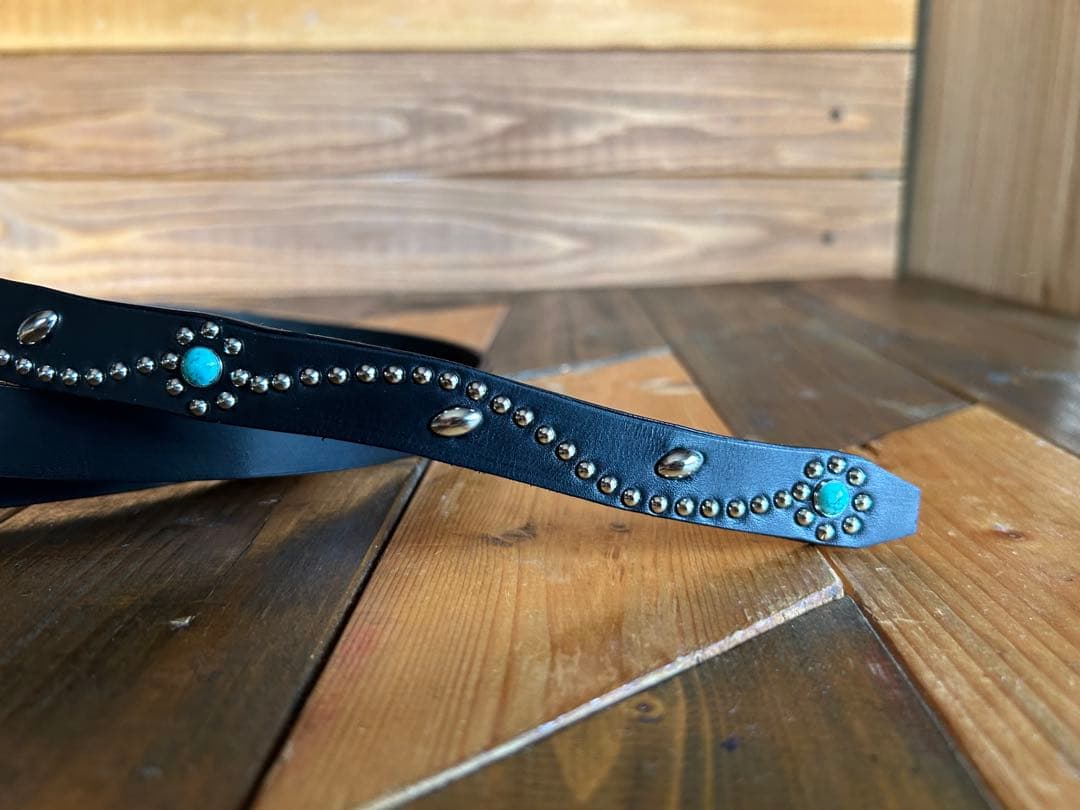 スタッズナローベルト18mm幅グリーンターコイズフラワー htcナロー好き