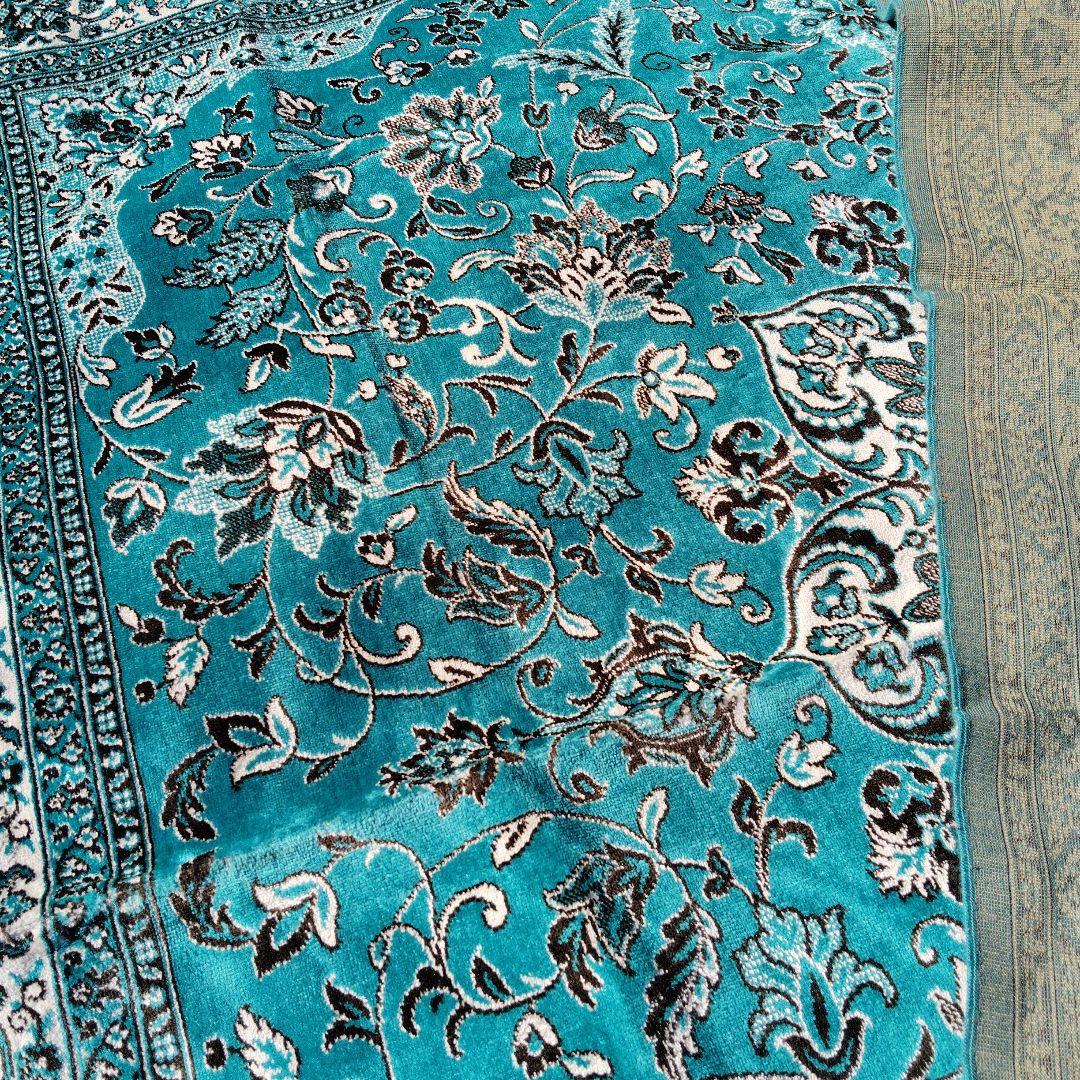 ターコイズ色 ペルシャ風ラグ 約1.98cm x 185cm