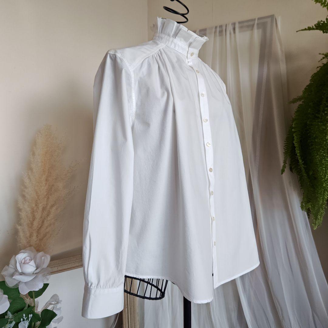 バスコ ハドゥ プルビオ 立襟 フリル ホワイト シャツ ブラウス インド製