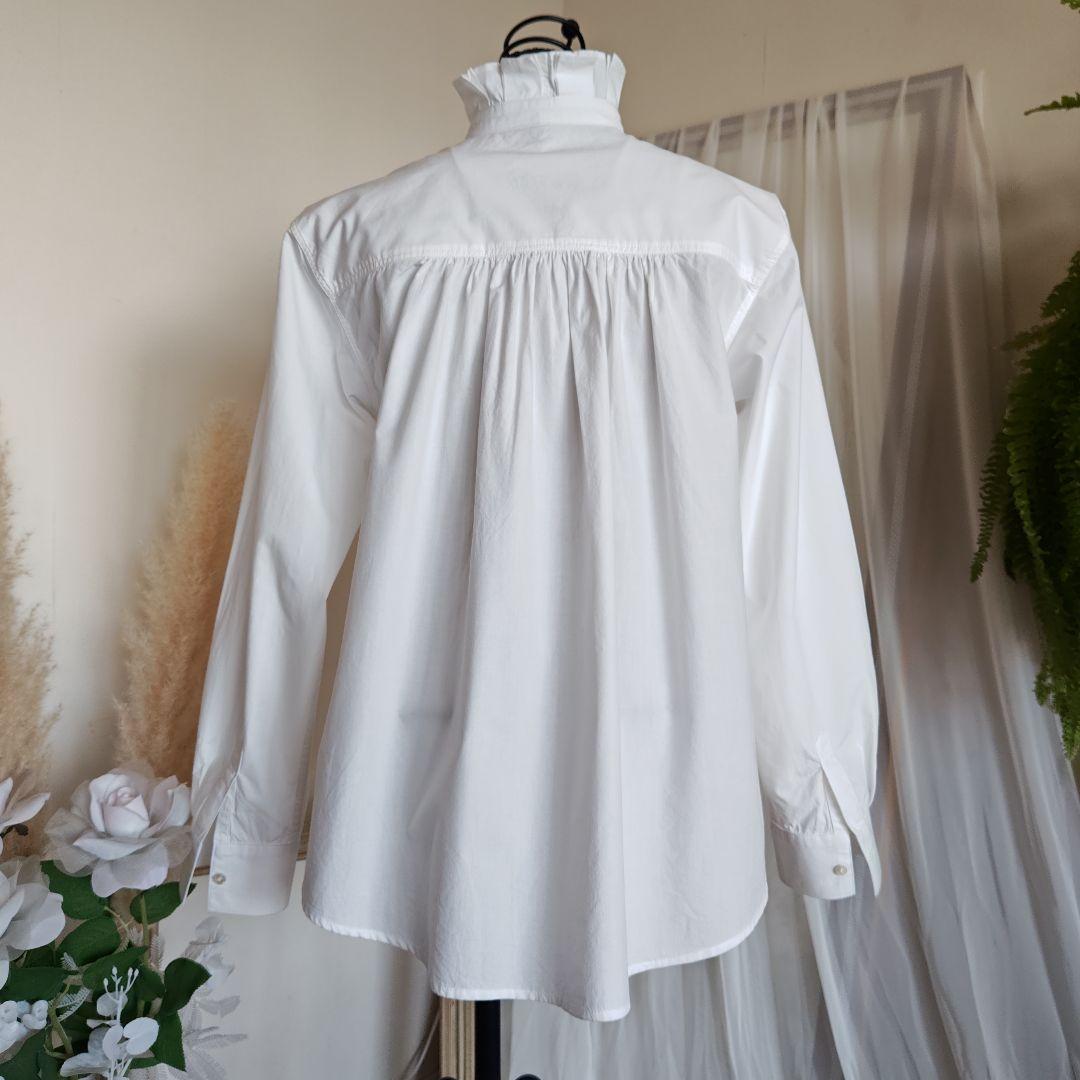 バスコ ハドゥ プルビオ 立襟 フリル ホワイト シャツ ブラウス インド製