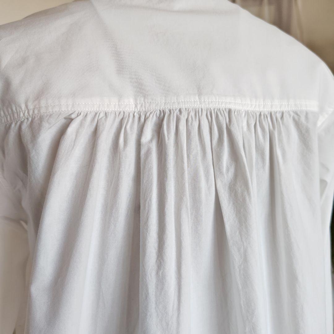 バスコ ハドゥ プルビオ 立襟 フリル ホワイト シャツ ブラウス インド製