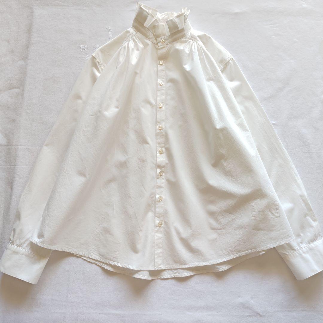 バスコ ハドゥ プルビオ 立襟 フリル ホワイト シャツ ブラウス インド製