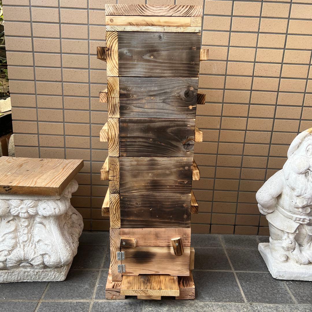 日本ミツバチ重箱式巣箱　手作り　6段　　　505