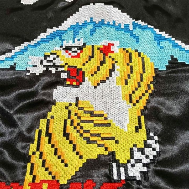 レア パンクドランカーズ スカジャン L 虎 富士山 刺繍 モザイク 黒