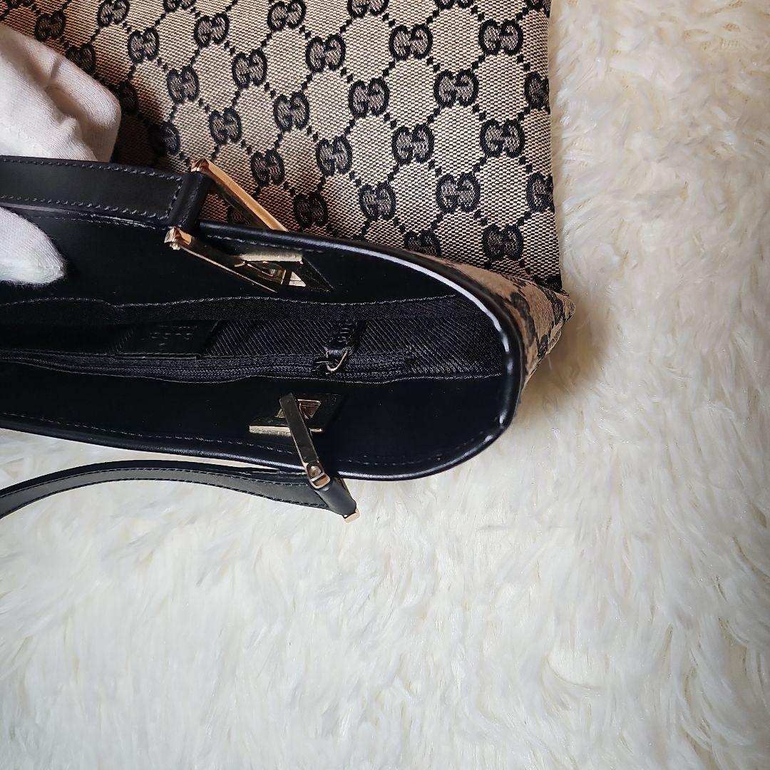 グッチトートバッグ GGキャンバス 002 1099 キャンバスブラックゴールド