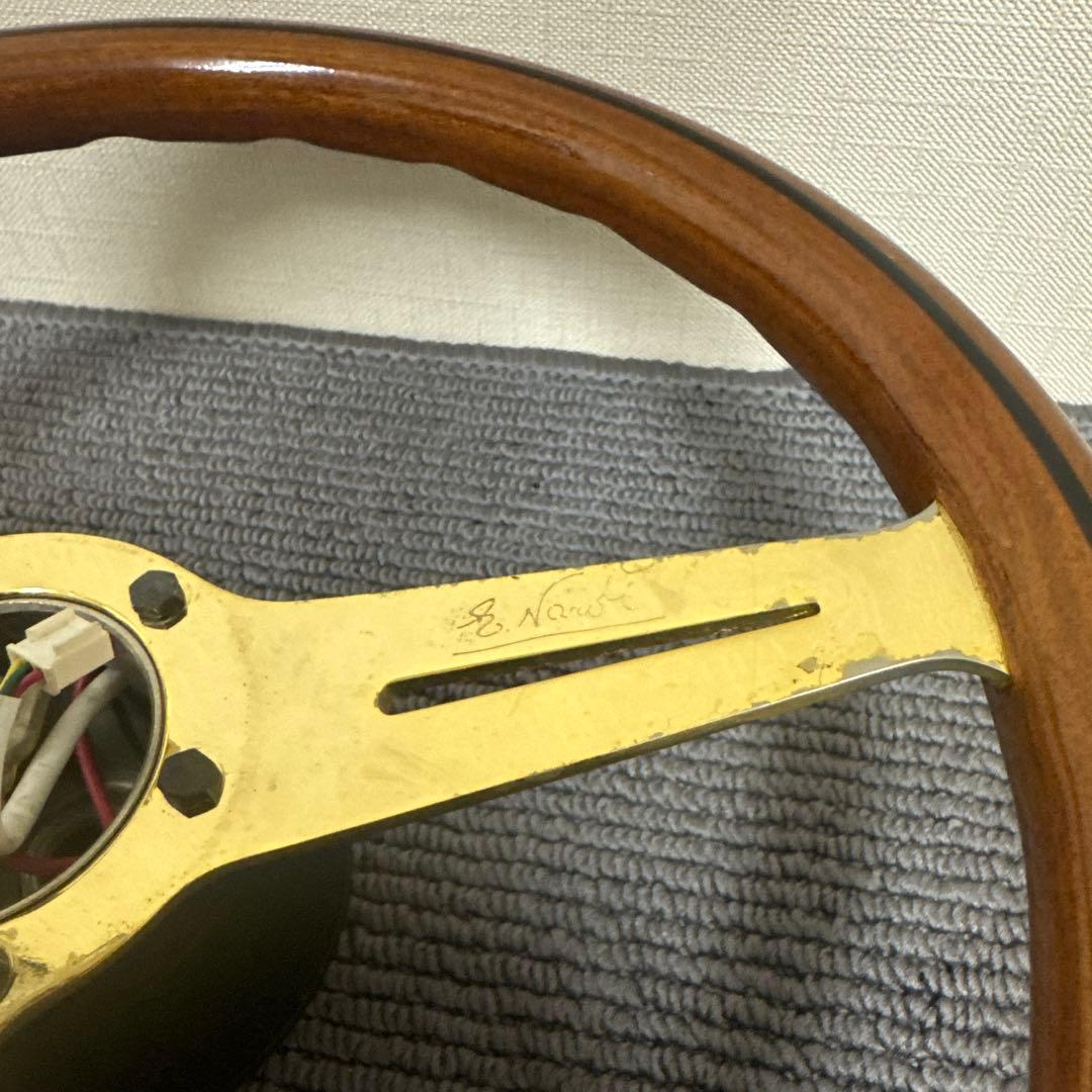 ナルディ NARDI ウッドステアリング 32.5パイ ゴールドスポーク 希少
