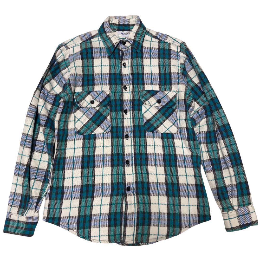 90s USA製 FIVEBROTHER ファイブブラザー ネルシャツ S