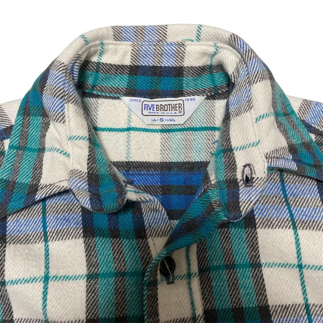 90s USA製 FIVEBROTHER ファイブブラザー ネルシャツ S