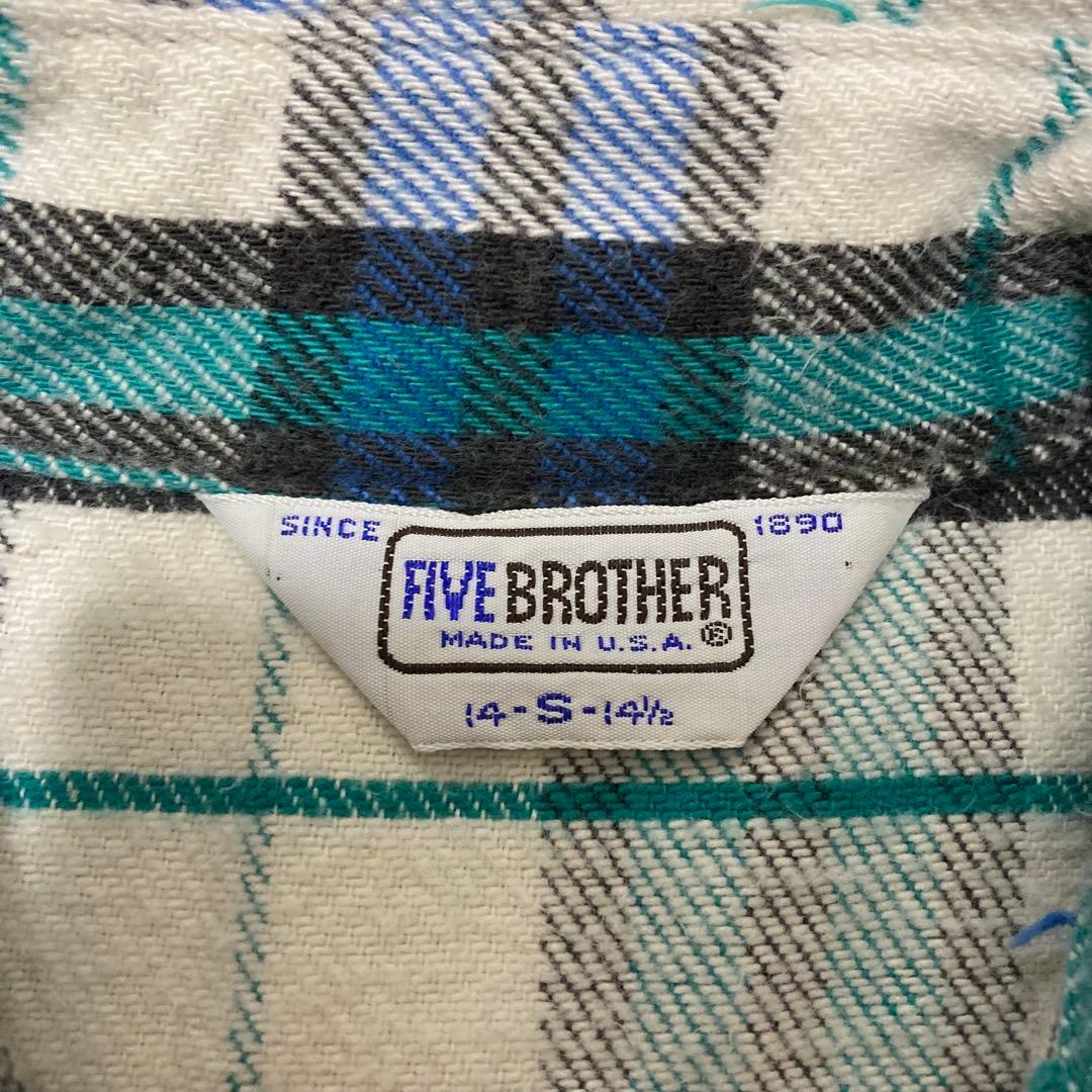 90s USA製 FIVEBROTHER ファイブブラザー ネルシャツ S