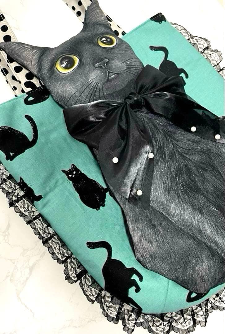 ゆ*ら様 コヤンイサムチョン♡超BIG黒猫ちゃん♡ぷっくりトートバッグ