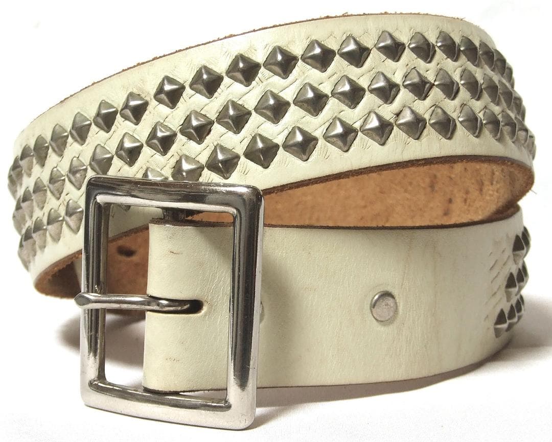 HTC ピラミッド・スタッズベルト【32】希少WHTレザーモデル！新同極美品