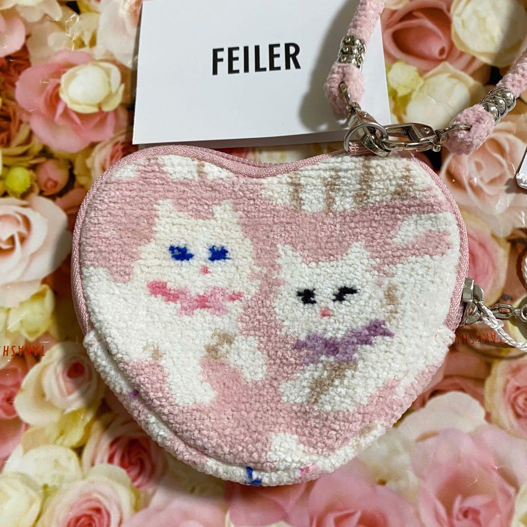 フェイラー　モフモフネコチャン　ハート型ポーチ　新品