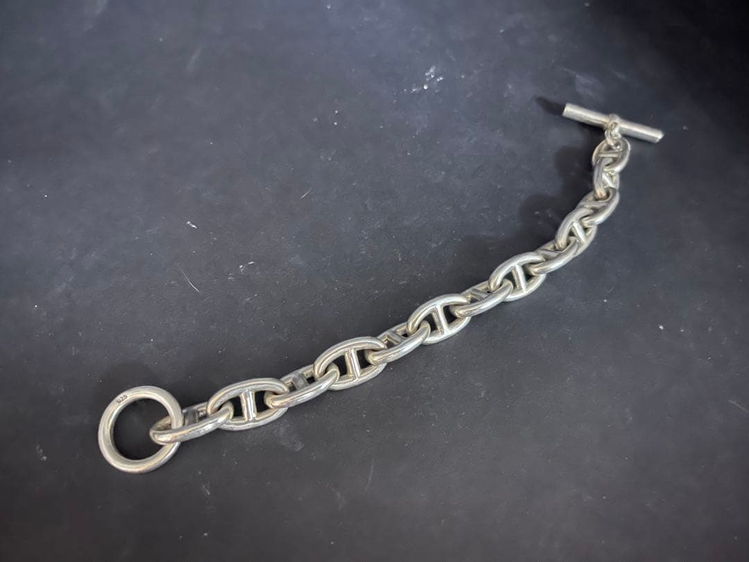 シルバー925製　アンカーチェーンブレスレット　13コマ　シェーヌダンクル風