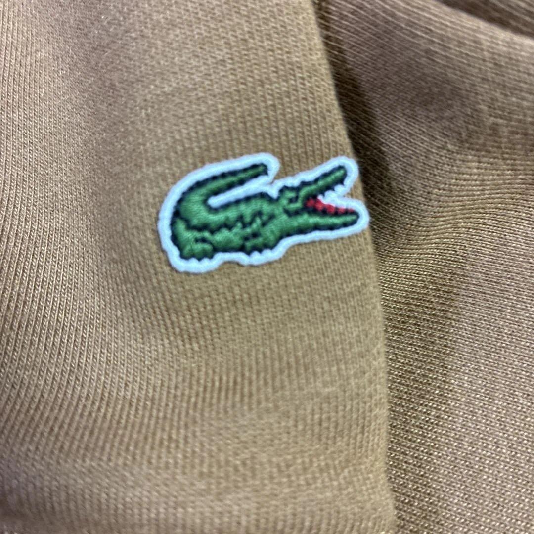 Lacoste デカワッペン　ブラウン フード付きスウェット　ラコステ　パーカー