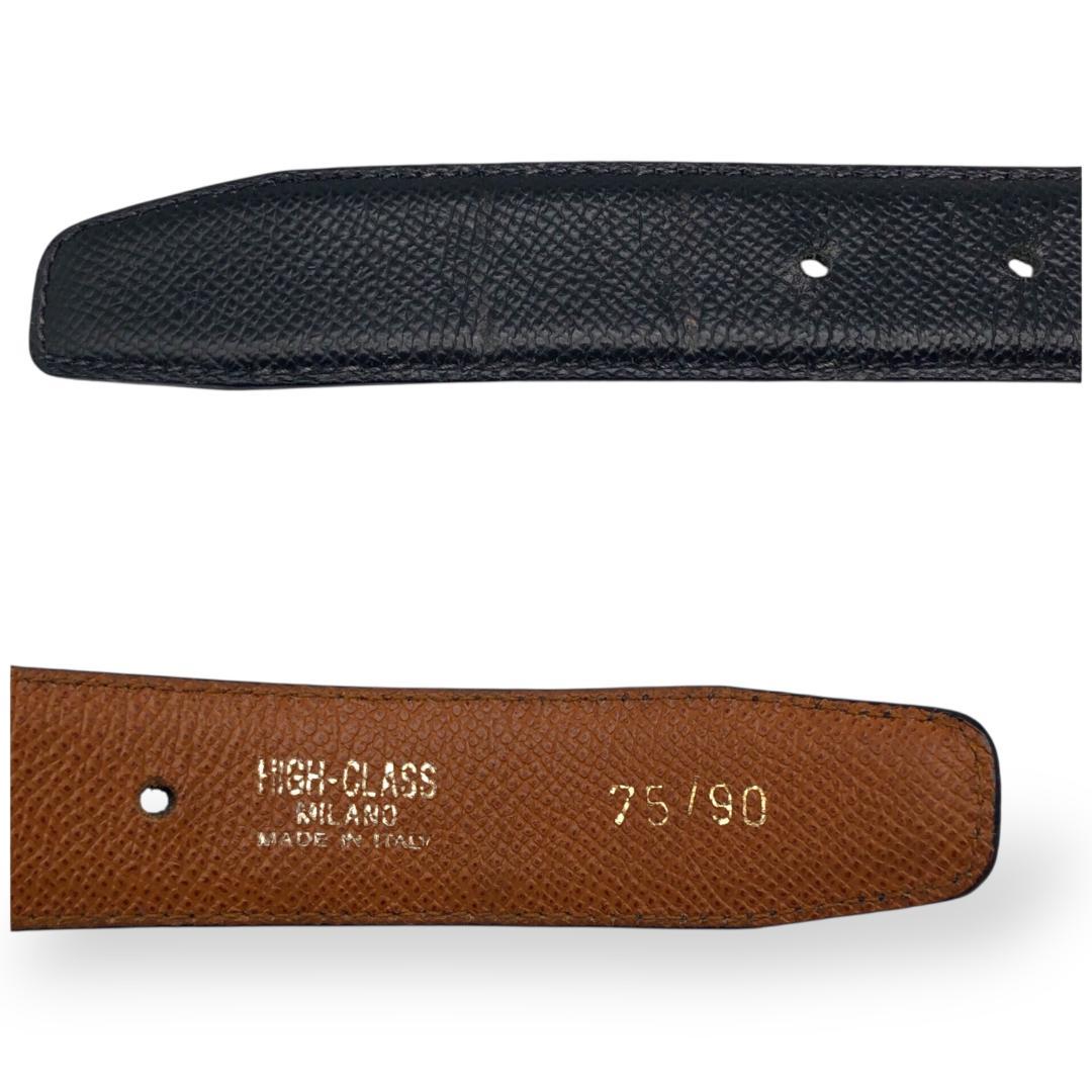 【美品】HIGH CLASS ハイクラス ベルト ゴールド ブラック イタリア製