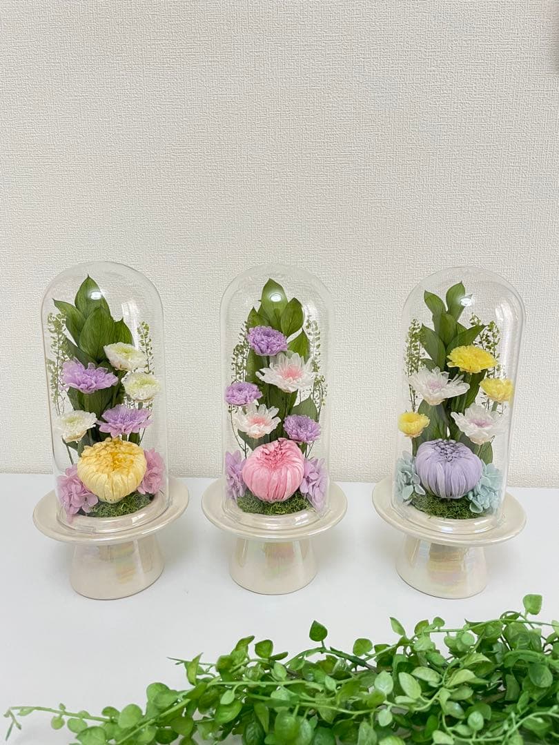 プリザーブドフラワー仏花　ソフトイエロー一基＆佐藤走波カップ&ソーサーおまとめ