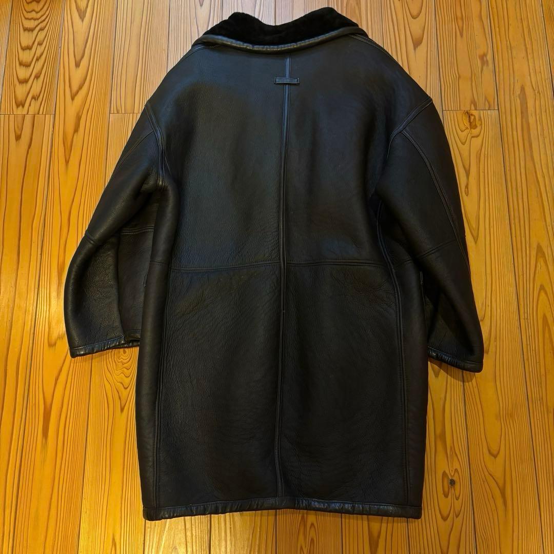 ニコルクラブ リアルムートン ブラックレザーコート ビンテージ 80s 90s