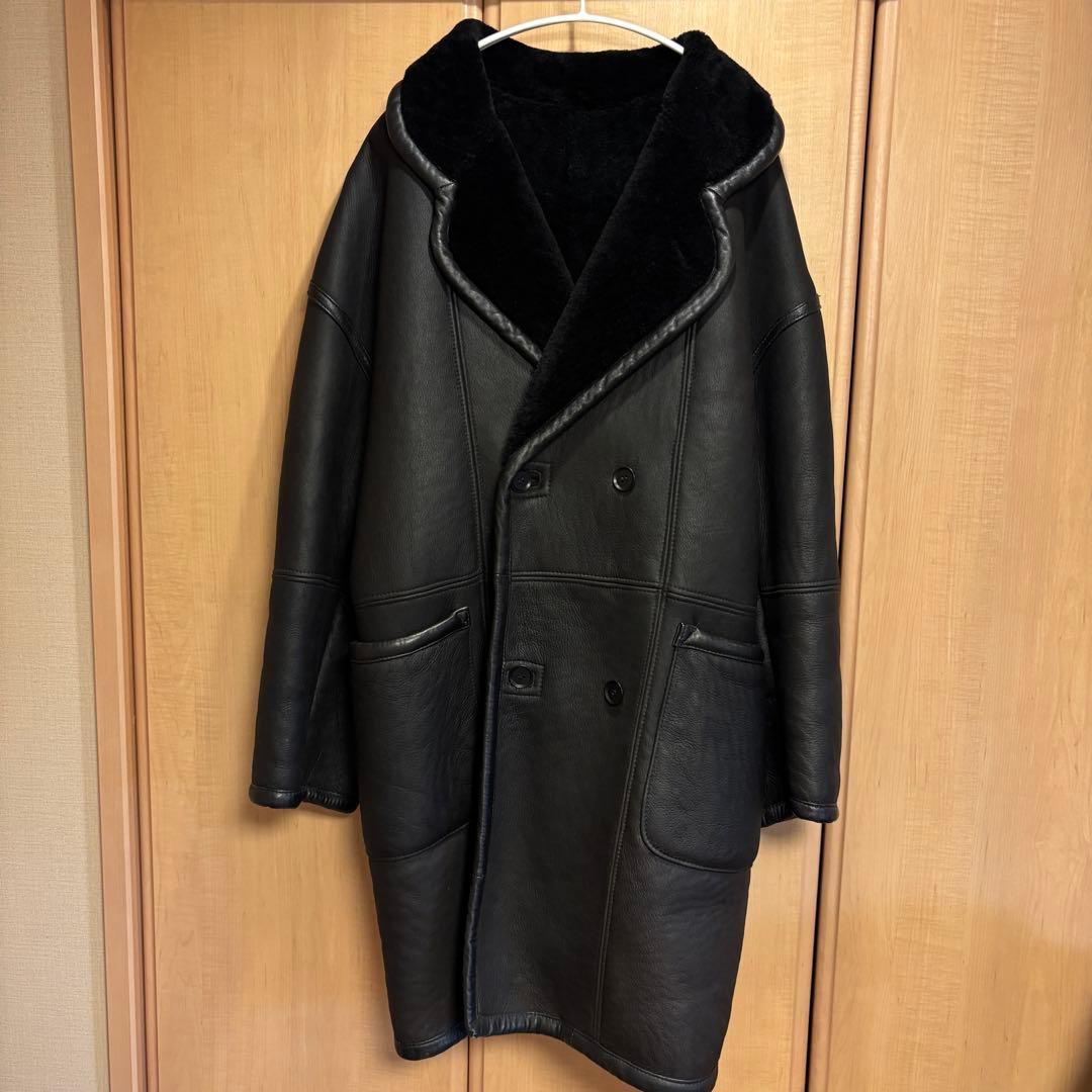 ニコルクラブ リアルムートン ブラックレザーコート ビンテージ 80s 90s