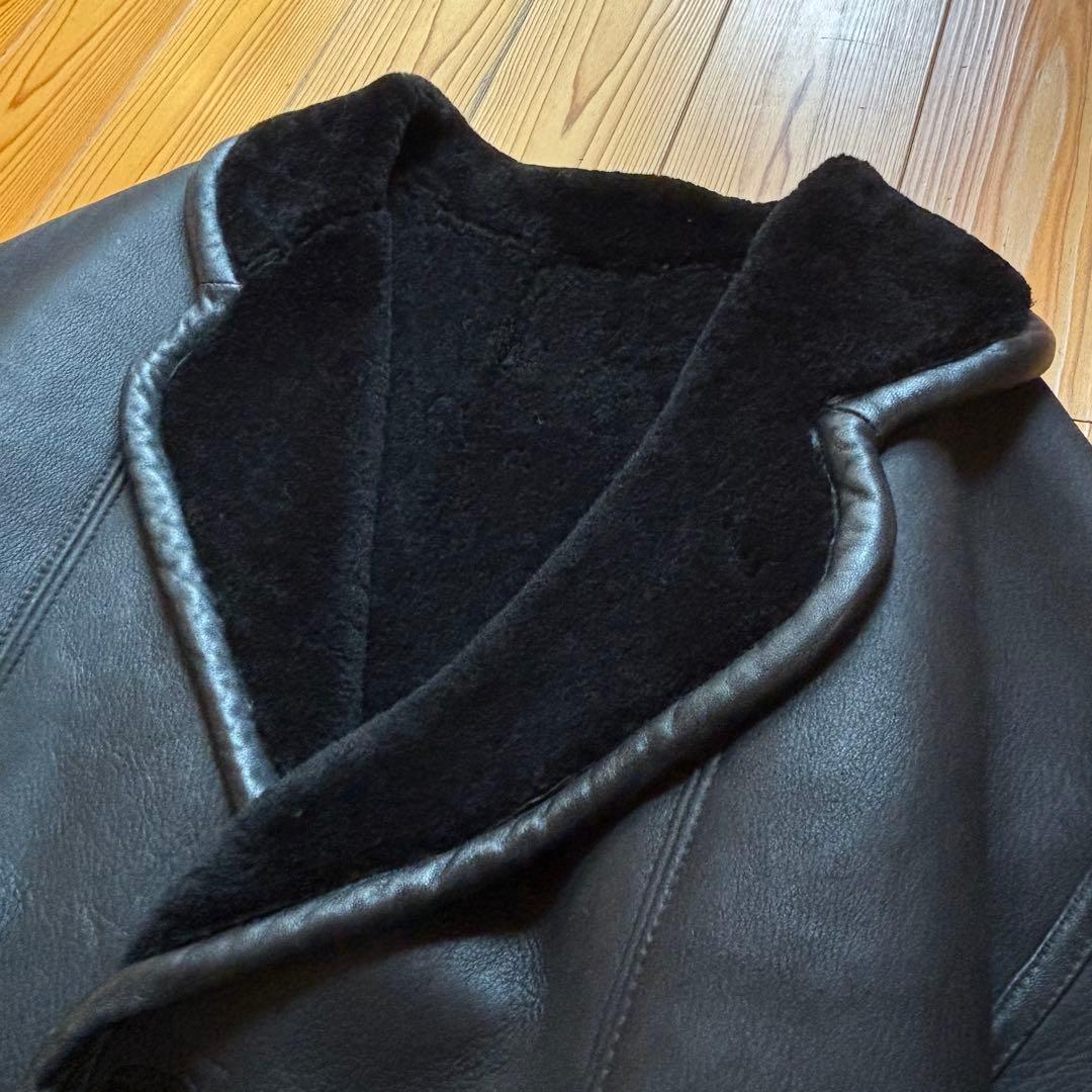 ニコルクラブ リアルムートン ブラックレザーコート ビンテージ 80s 90s