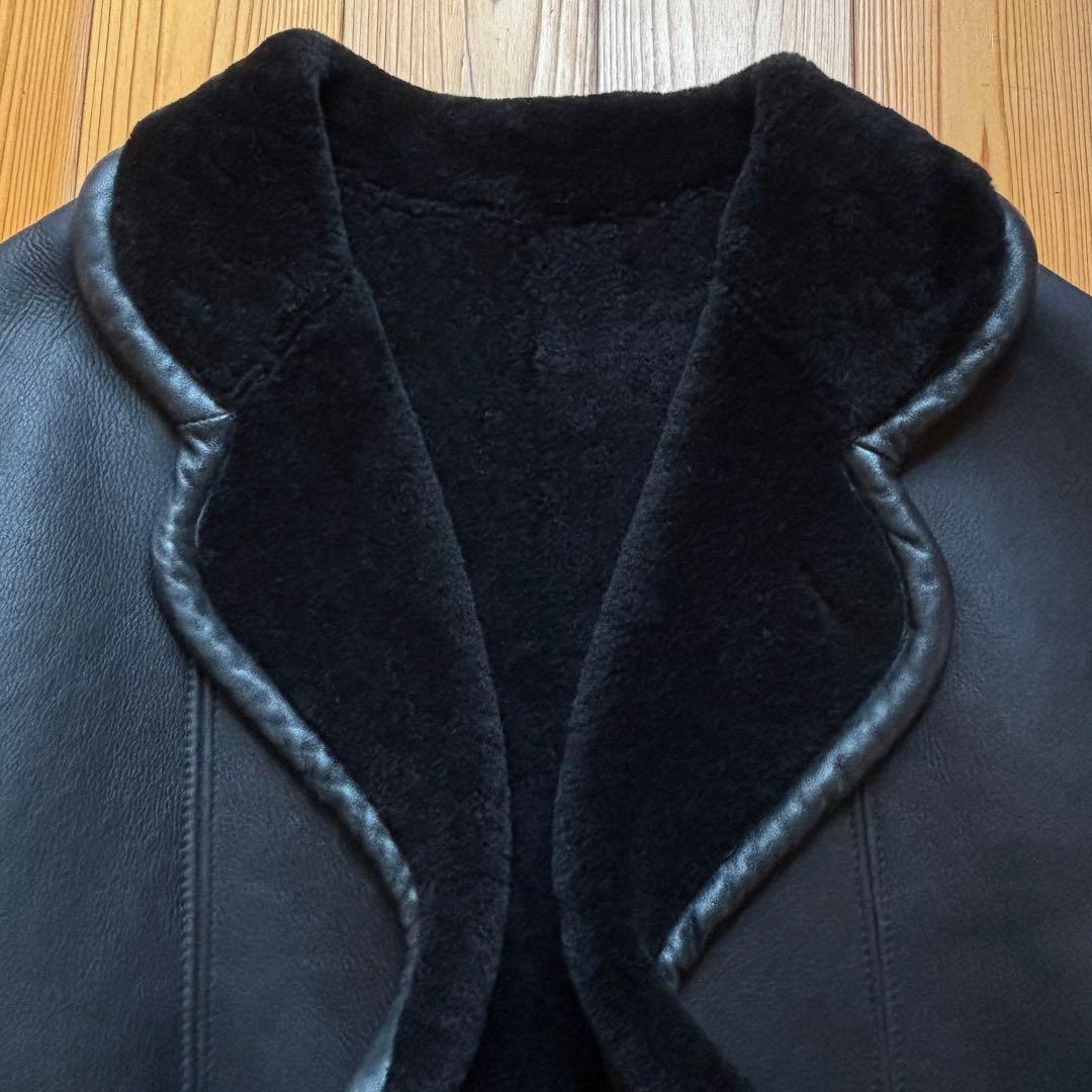 ニコルクラブ リアルムートン ブラックレザーコート ビンテージ 80s 90s