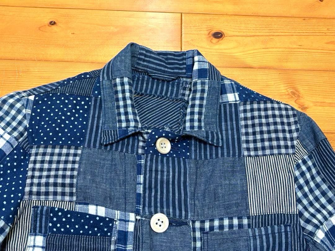 45R ミックスパッチワークの908 4ポケットシャツ インディゴ ユニセックス