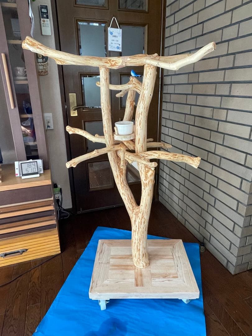 木製鳥用止まり木 多枝構造 移動可能