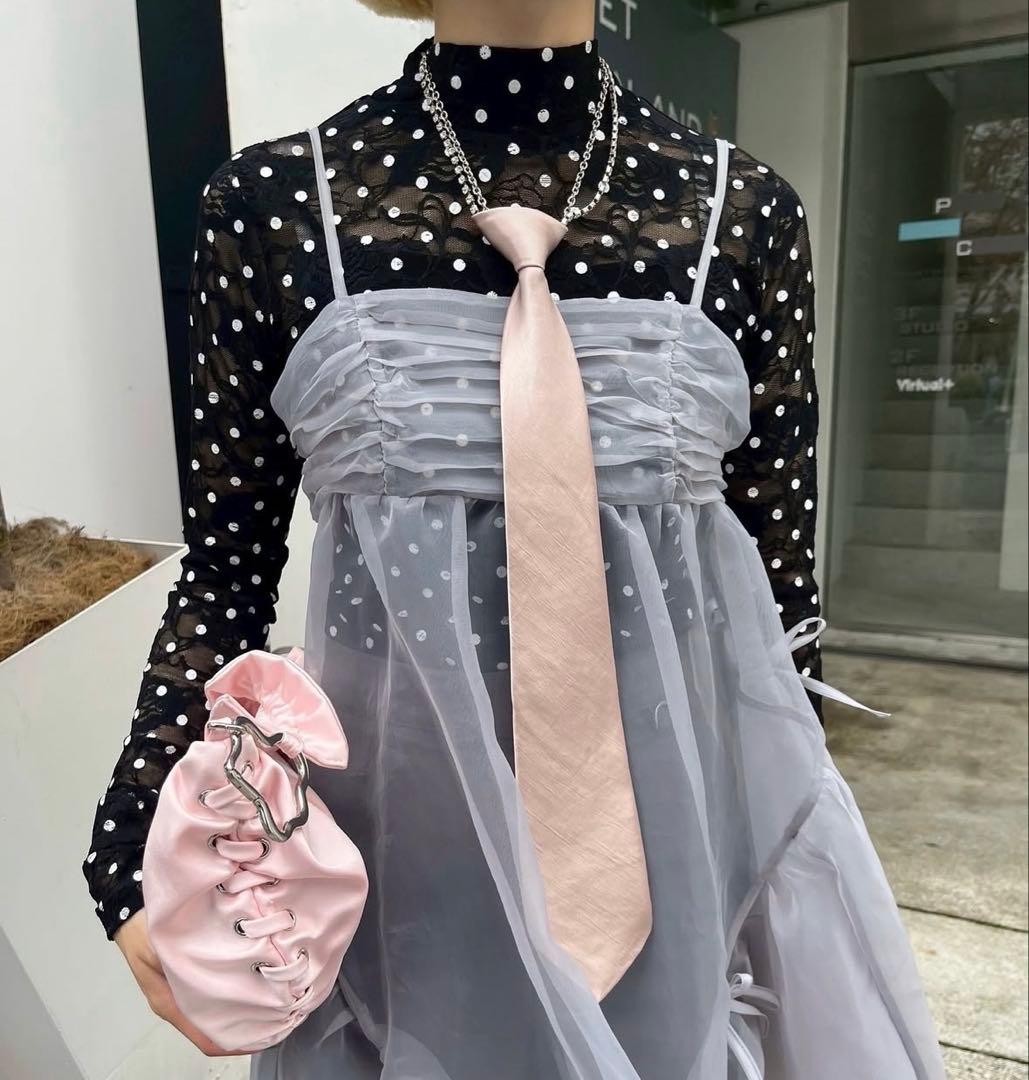 poppy あさぎーにょ ドットレース シースルートップス 黒