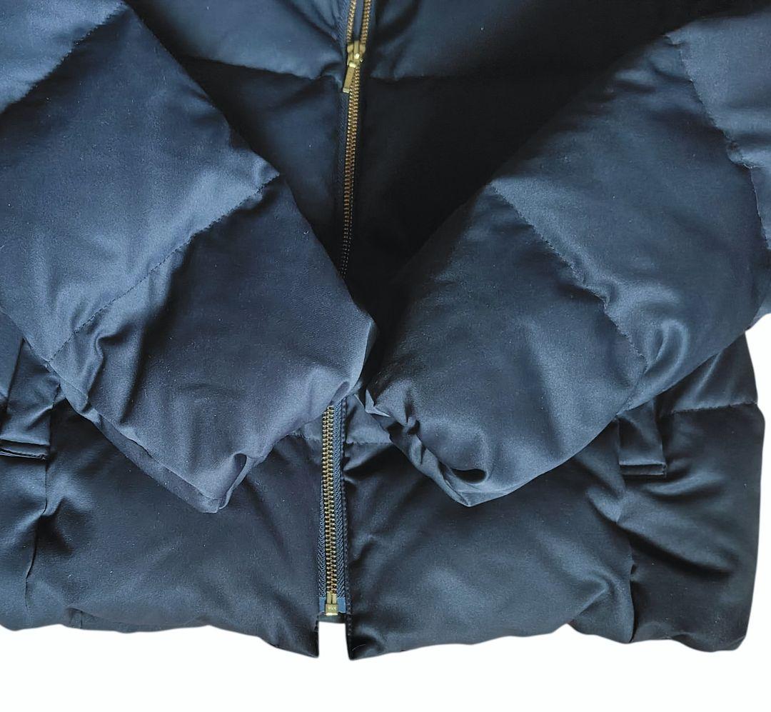 極美品ルクールブラン ダウンジャケット フード ボア ショート丈 ネイビー L