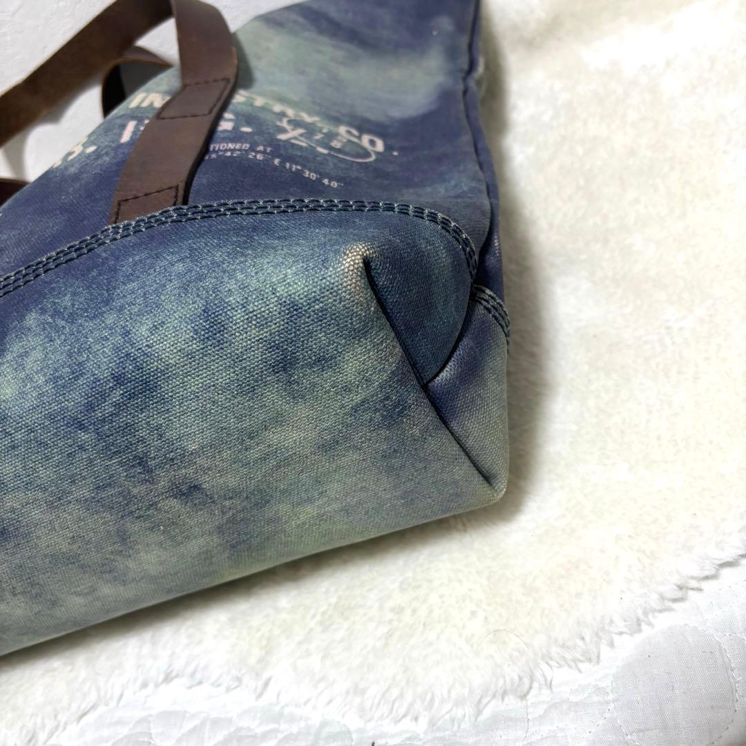 希少 DIESEL トートバッグ 変形 レザー デニム A4OK 青