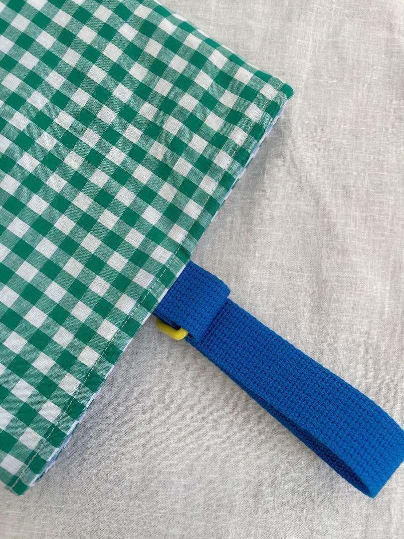 【あり】緑ギンガムチェック　レッスンバッグ　上履き入れ　入園入学2点セット