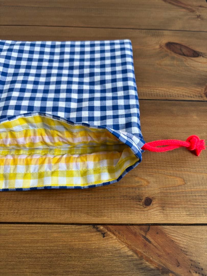 【あり】緑ギンガムチェック　レッスンバッグ　上履き入れ　入園入学2点セット