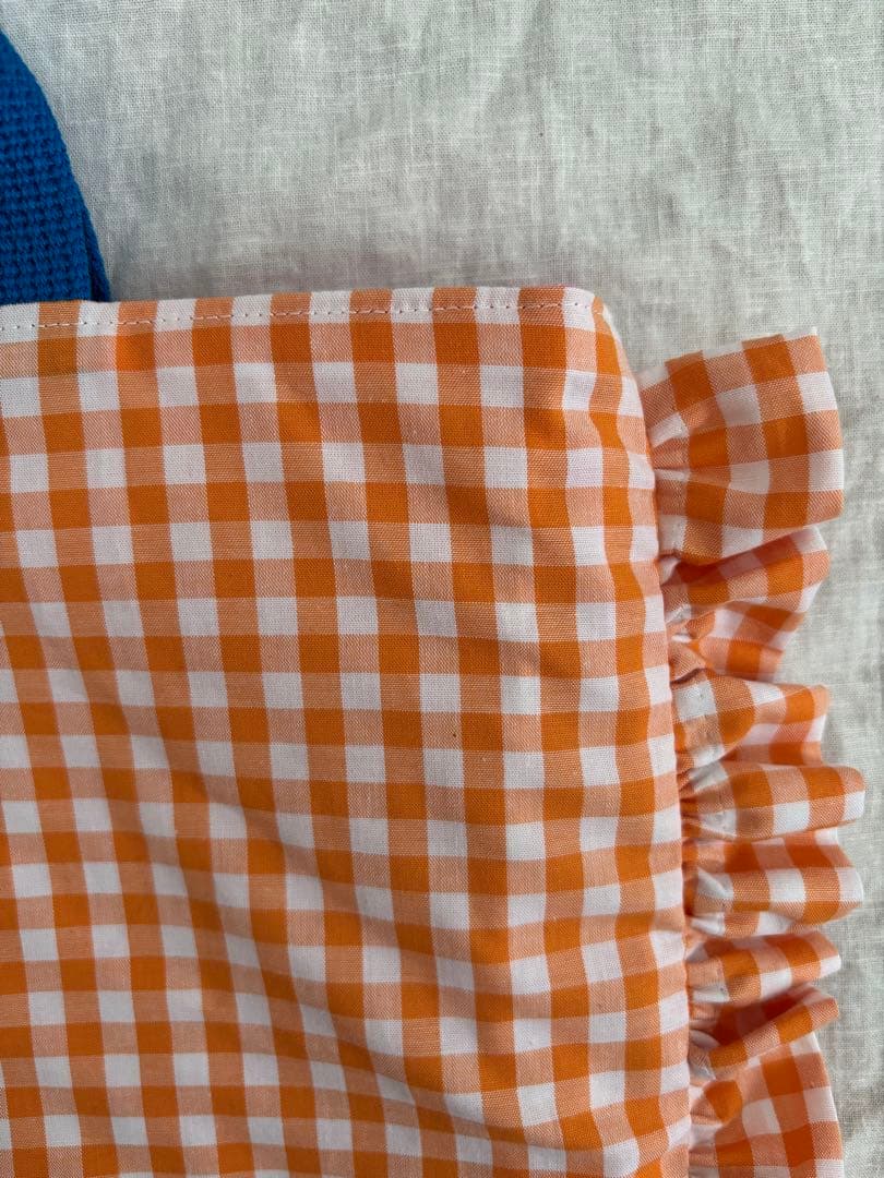 【あり】緑ギンガムチェック　レッスンバッグ　上履き入れ　入園入学2点セット