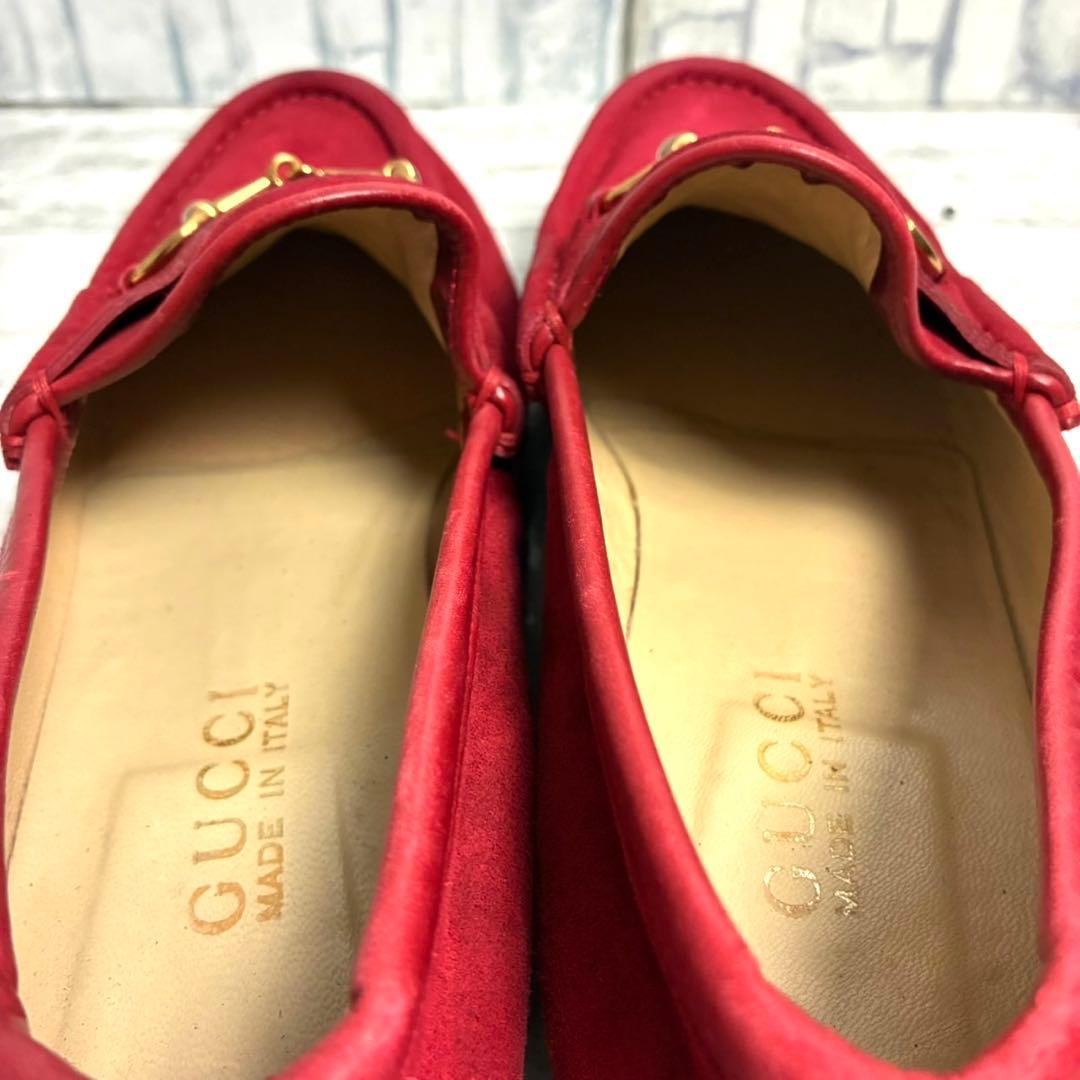 GUCCI グッチ　ホースビット　ビットローファー　スエード　赤