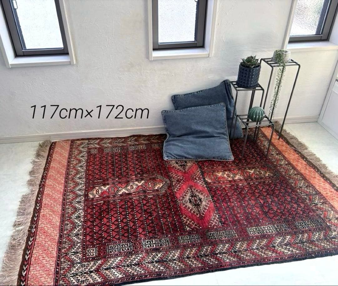 パキスタン絨毯　手織り　ペルシャ　トルクメン　アフガン　コットン　ヴィンテージ