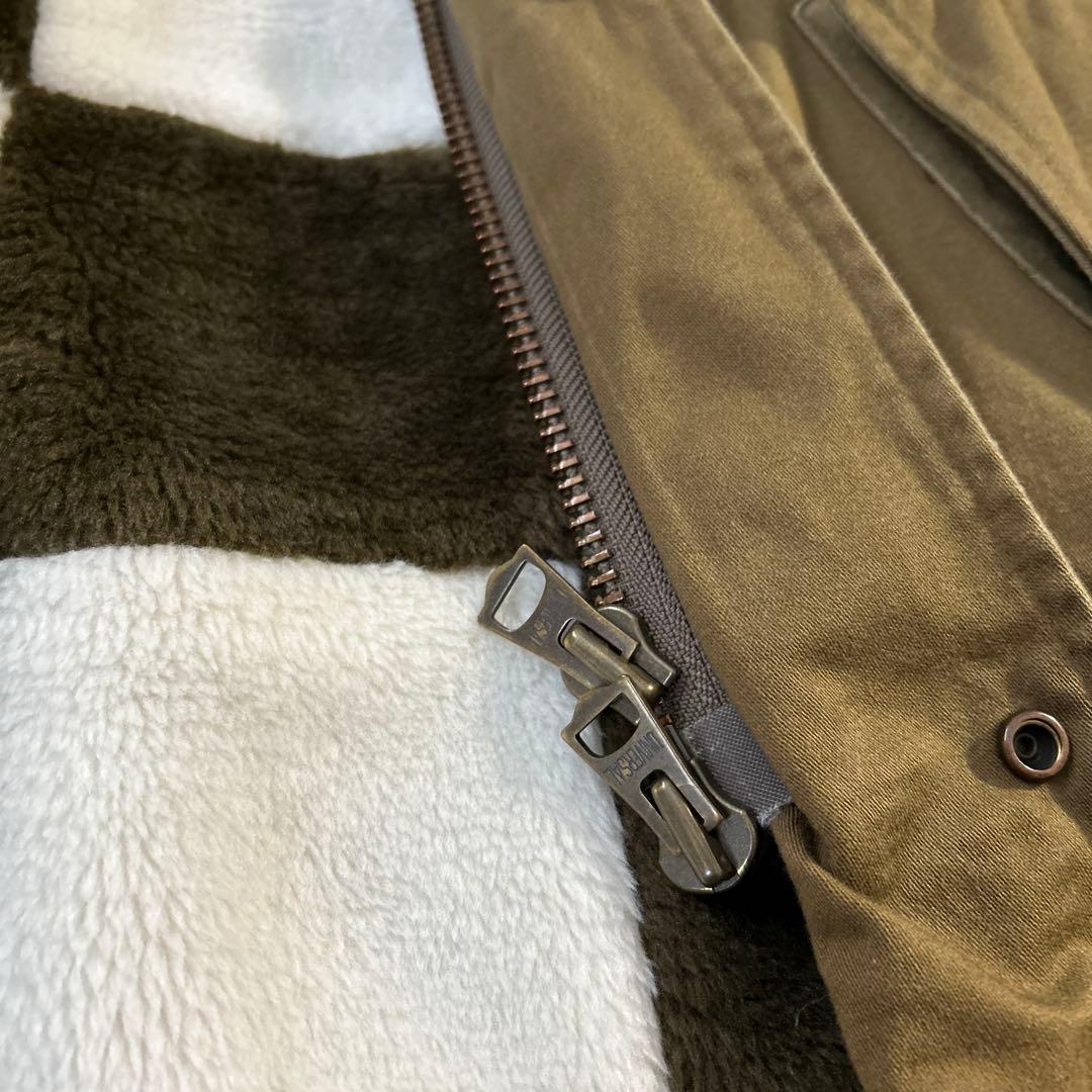 フレッドペリー モッズコート ブロックチェックボアライナー付き カーキ　S