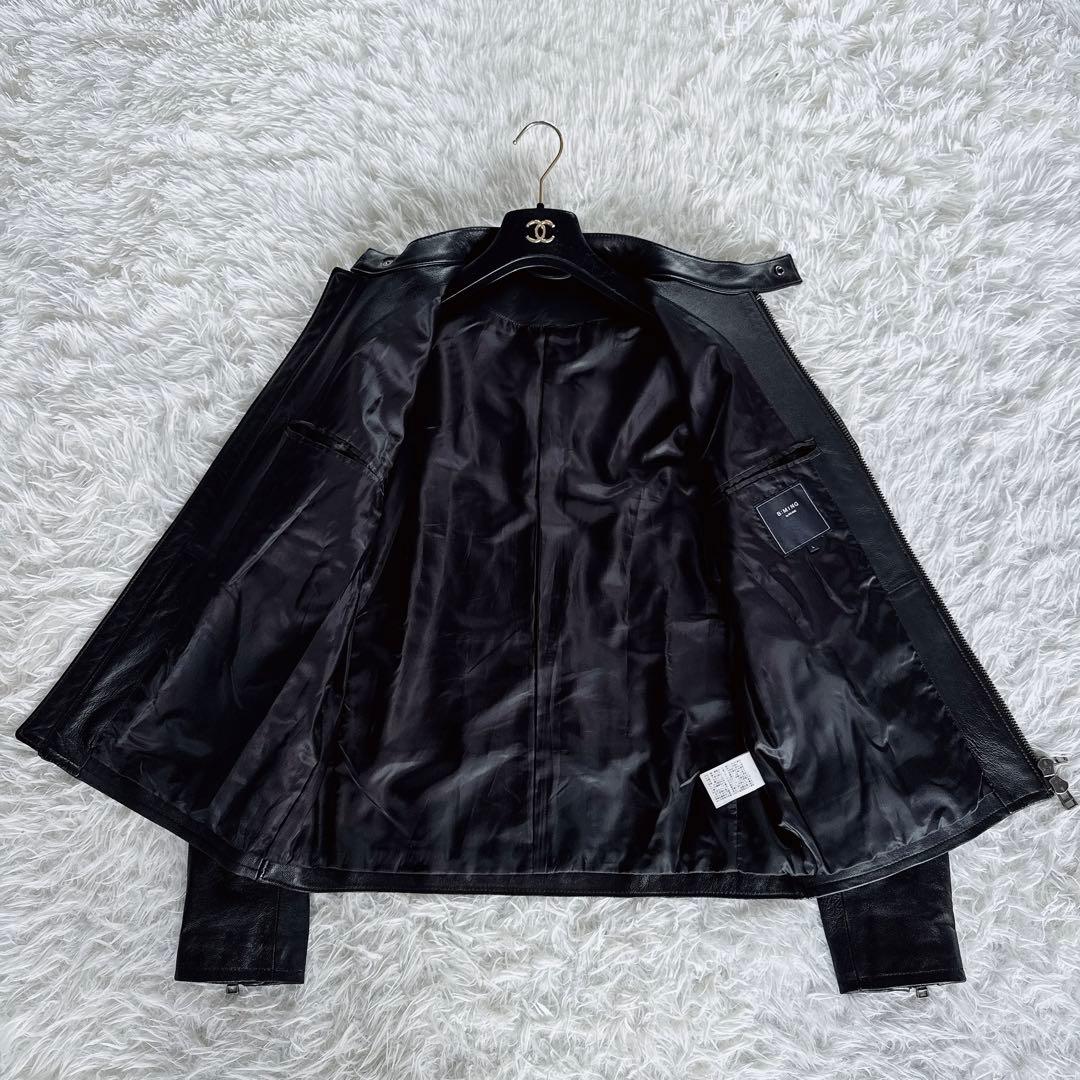 【B:MING by BEAMS】羊革 シングルライダース ブラック Lサイズ