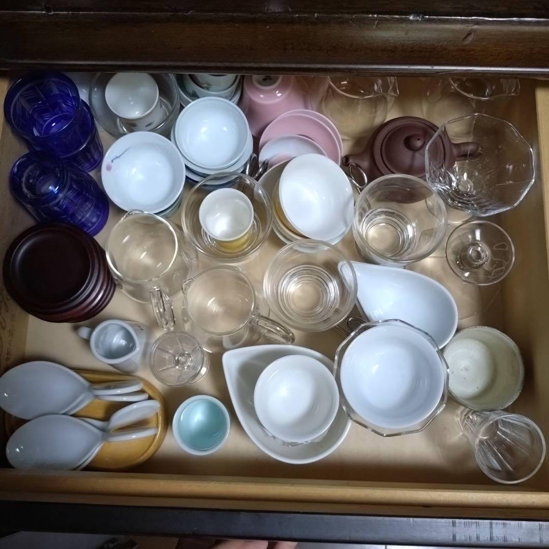 木製食器棚 ガラス扉付き ダークブラウン