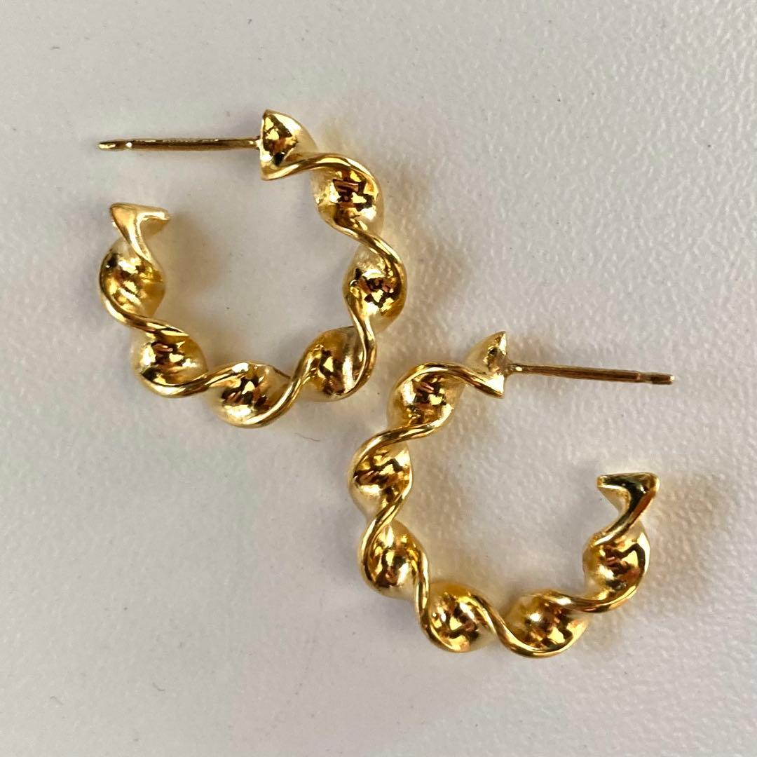 ゴールド　18k シルバー925 両耳　ピアス　18mm BWL