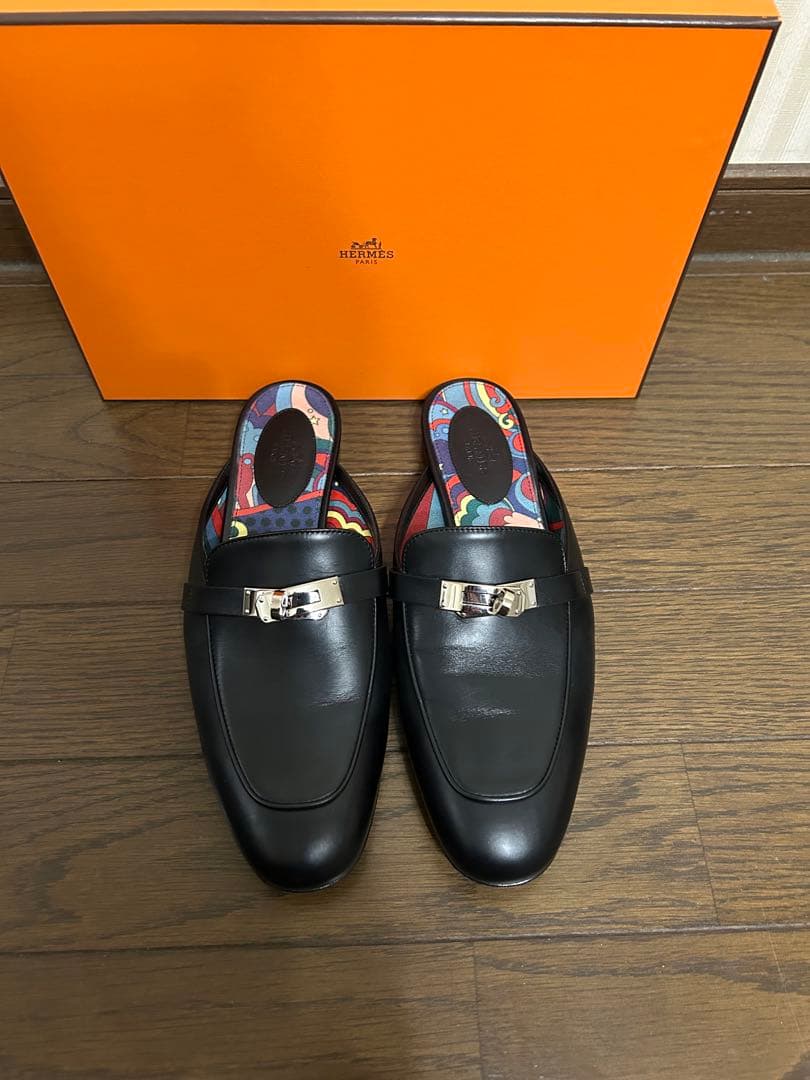 HERMES オズ　ブラック ミュール　シルバー金具　ケリー金具