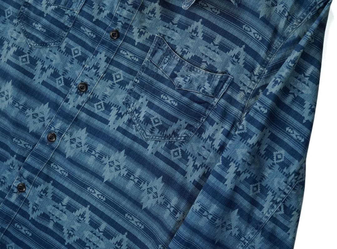 RRL 本藍染め インディゴ コットン サテン ワークシャツ ダブルアールエル
