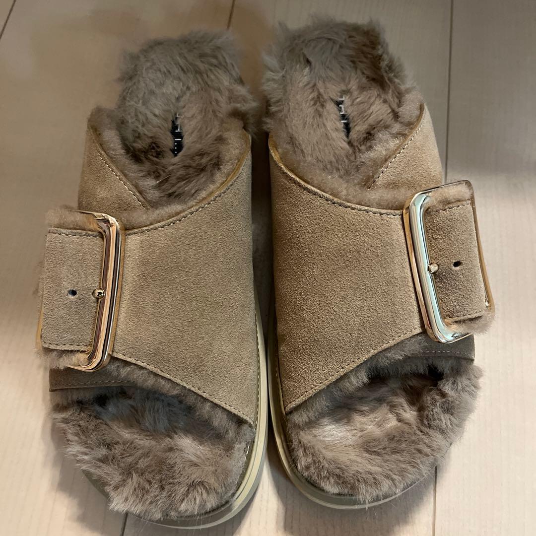 【美品】MOHI ムートンサンダル　ベージュ　37