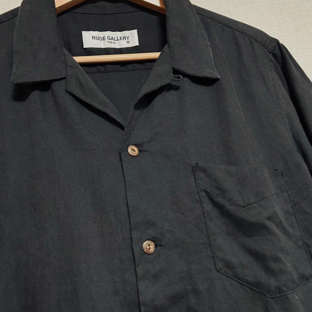 【名作】RUDE GALLERY アロハシャツ黒 フラミンゴ サイズ4 レーヨン