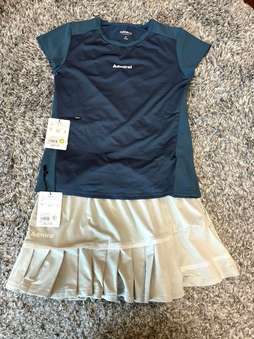 の*り様 Admiral テニスウェアM ネイビー/スコートLライトグレーセット