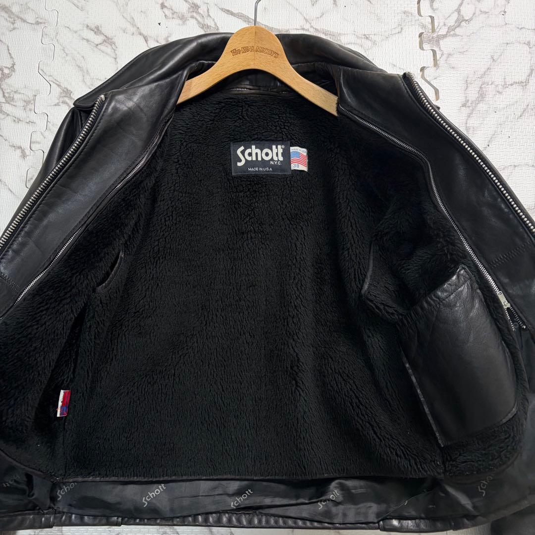 schott ショット トラッカージャケット 38size 642 黒色 牛革