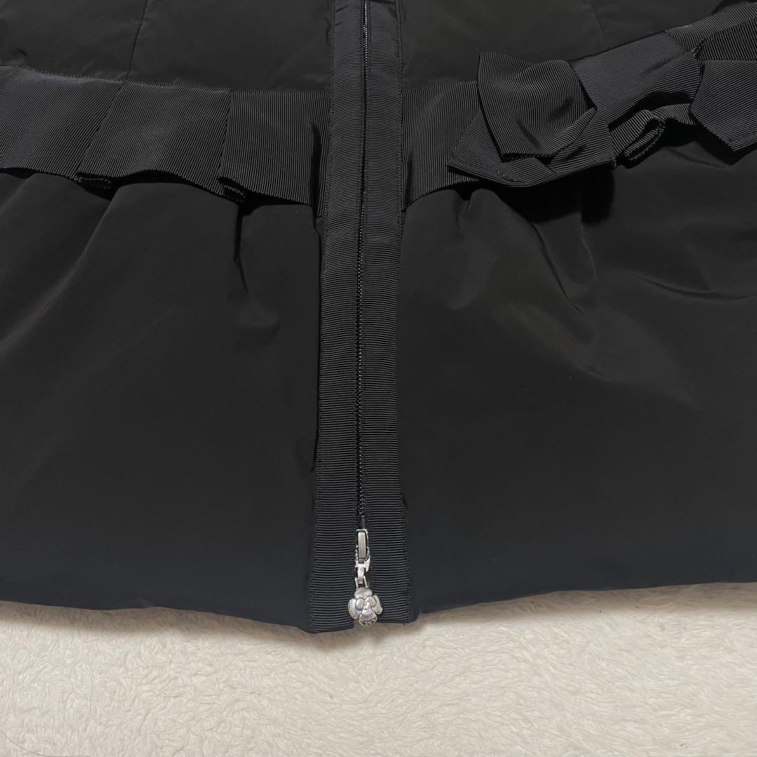 M'S GRACYエムズグレイシー グログランリボン付きダウンコート ブラック