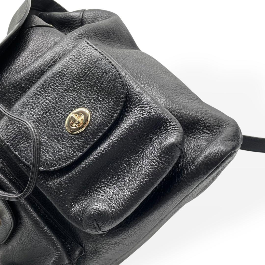 極美品　COACH コーチ　リュック　バックパック　レザー　ブラック　シボ革