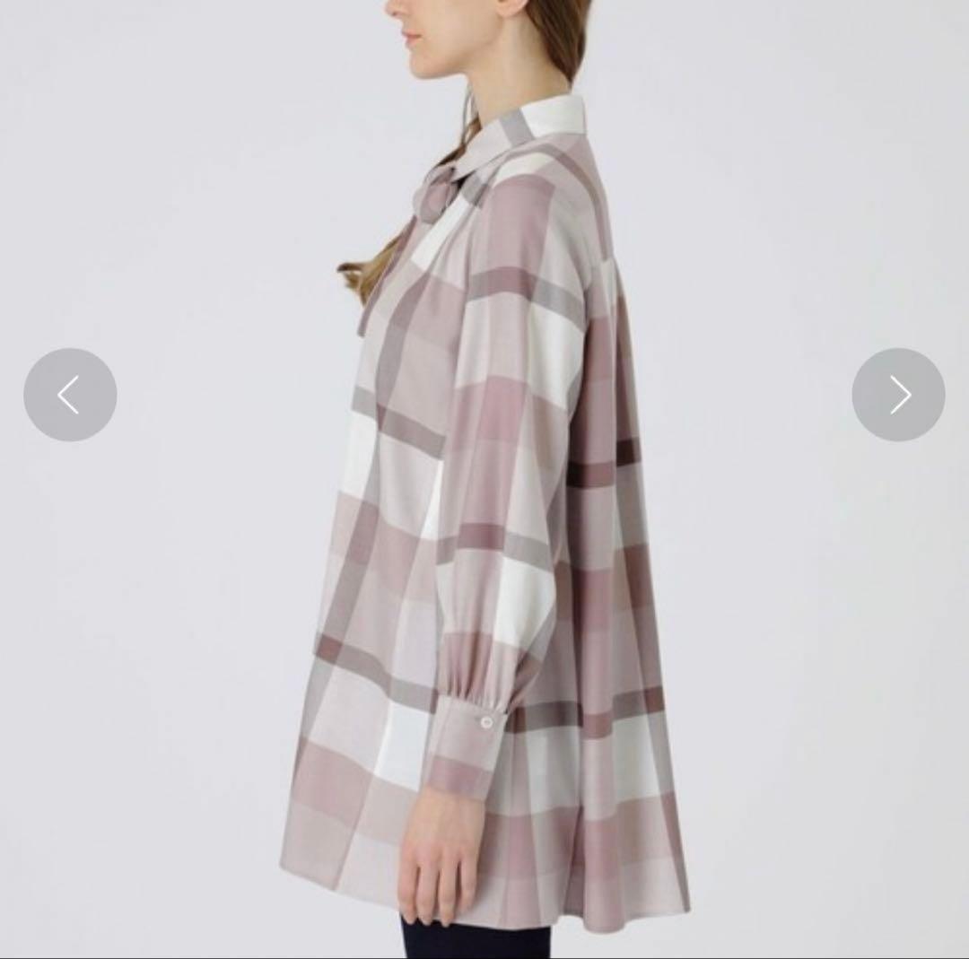 美品　ブルーレーベル クレストブリッジ チェックエアリーツイルブラウス　38