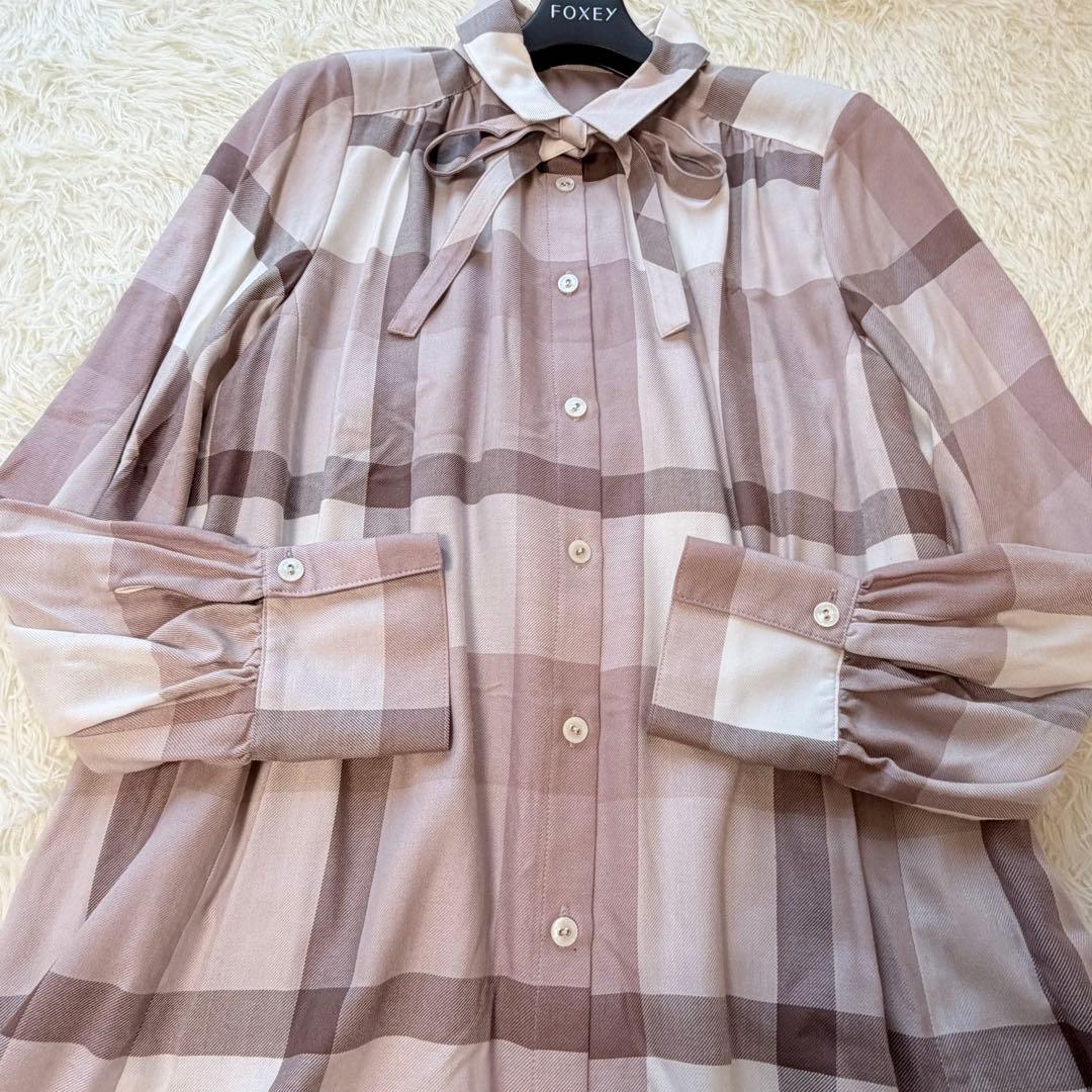 美品　ブルーレーベル クレストブリッジ チェックエアリーツイルブラウス　38